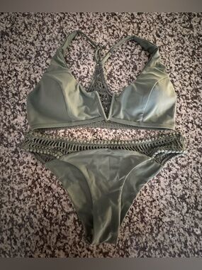 Rip Curl Olive Green Crochet-Back Bikini Set